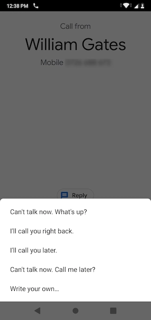 Choose a quick response option