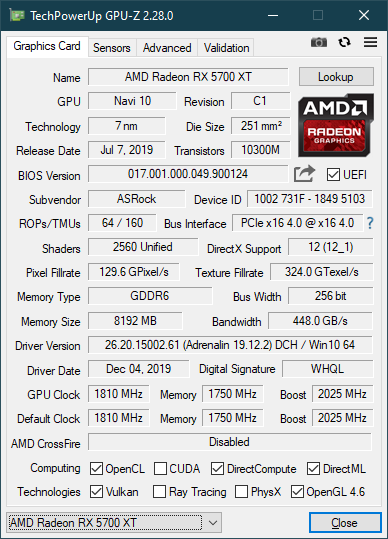 Specifications shown by GPU-Z