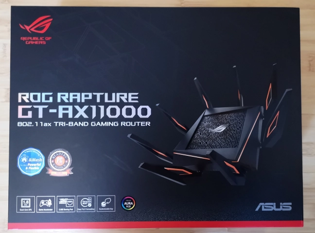 The packaging of the ASUS ROG Rapture GT-AX11000