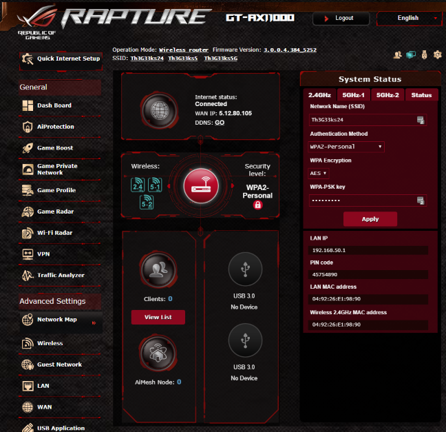 The firmware on the ASUS ROG Rapture GT-AX11000