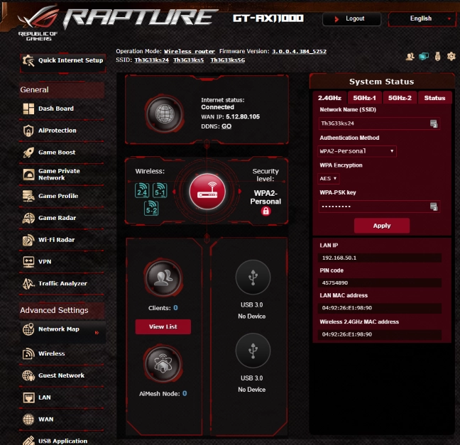 The firmware on the ASUS ROG Rapture GT-AX11000