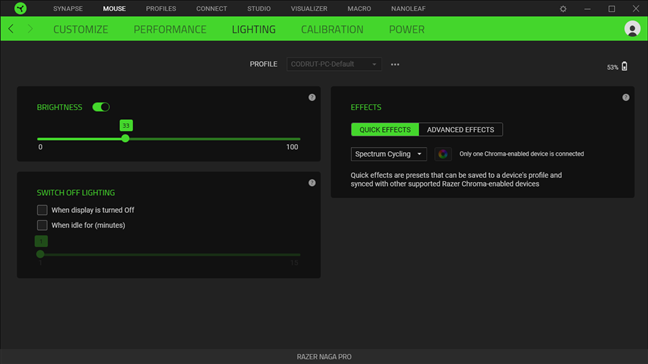 Lighting adjustments for the Razer Naga Pro