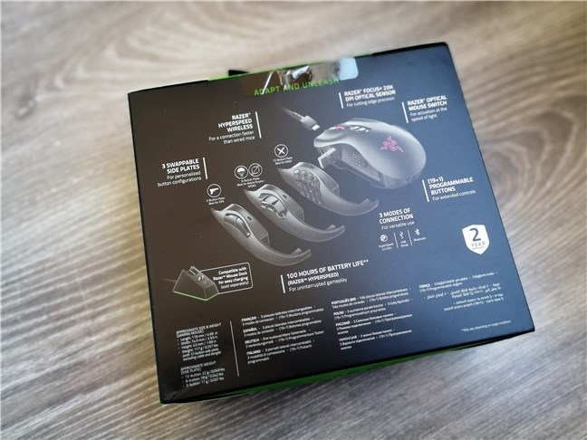 Razer Naga Pro: The back of the box