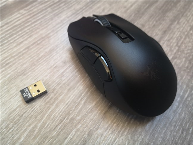 The Razer Naga Pro and its wireless dongle