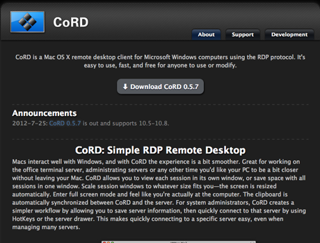 Remote Desktop Connection - Mac OS X to Windows - CoRD