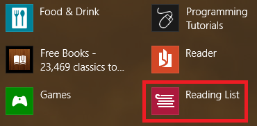 Windows 8.1, reading list, app, read later, web pages, content