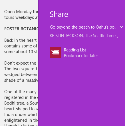 Windows 8.1, reading list, app, read later, add, content, categorize