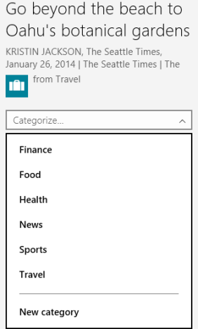 Windows 8.1, reading list, app, read later, add, content, categorize