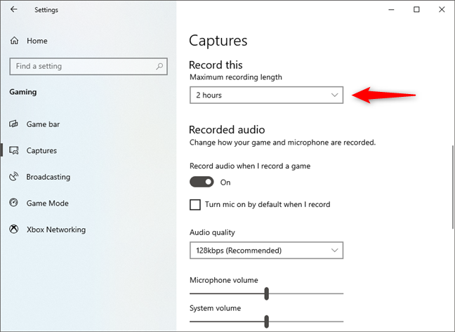 Maximum recording length