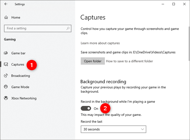 Enabling the Background recording feature in Windows 10