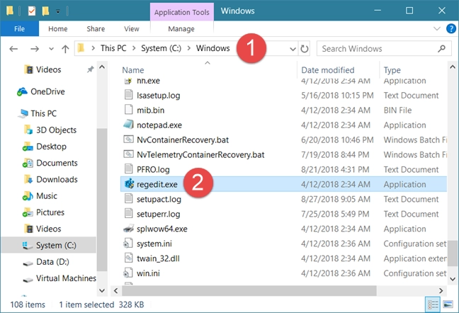 Windows, Registry Editor, Regedit