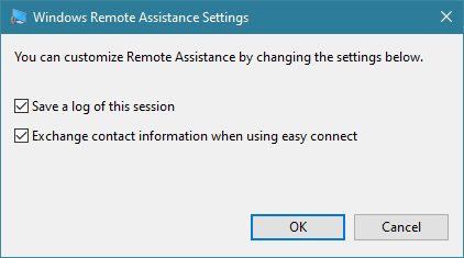 Windows Remote Assistance available for the user who gives remote support
