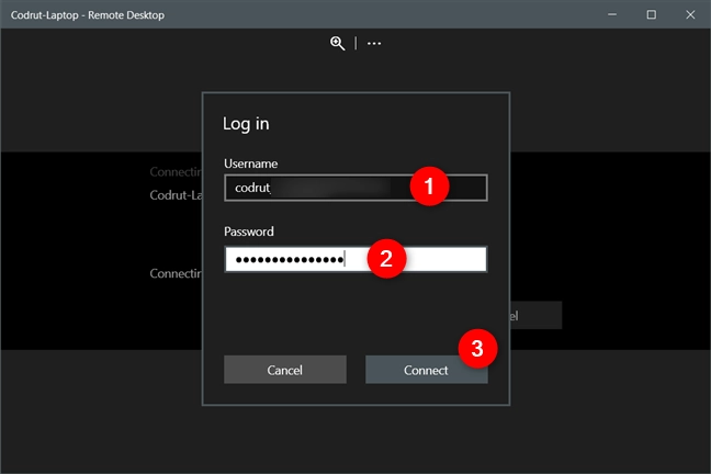Connecting to a remote desktop computer