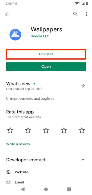 Press on Uninstall in the app's Play Store page
