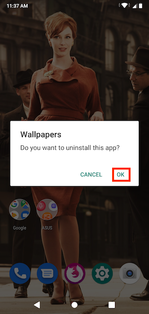 Confirm uninstalling the app