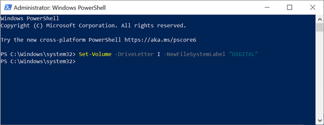 Rename a drive in Powershell