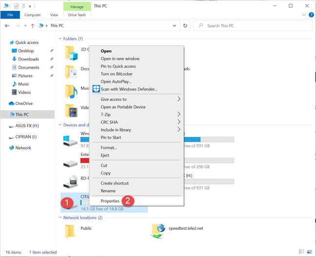 Right-click and choose Properties in File Explorer