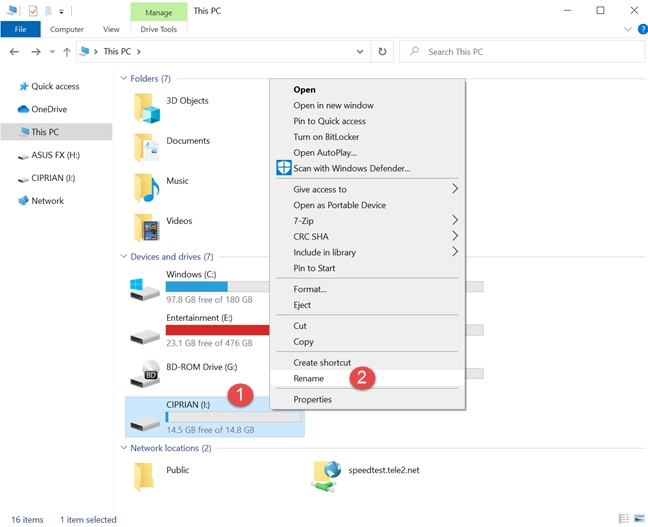 Right-click and choose Rename in File Explorer
