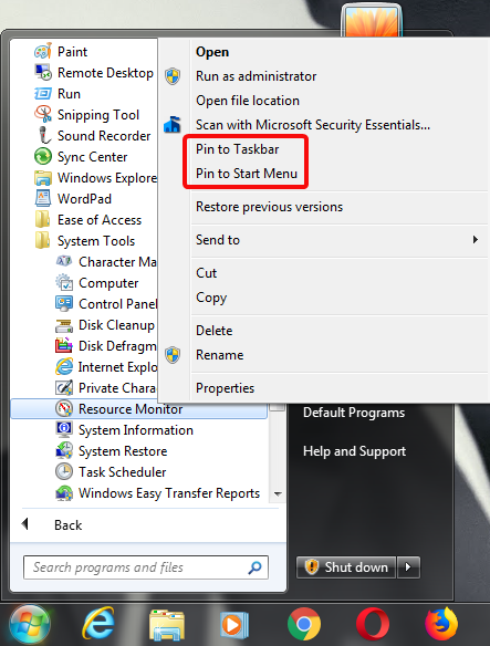 Pin to Taskbar and Pin to Start Menu in Windows 7