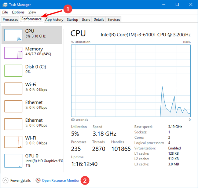 Open Resource Monitor from Task Manager