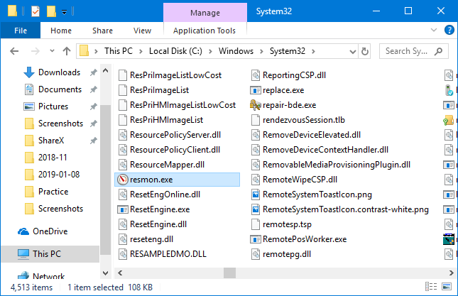 Start Resource Monitor by running its executable file