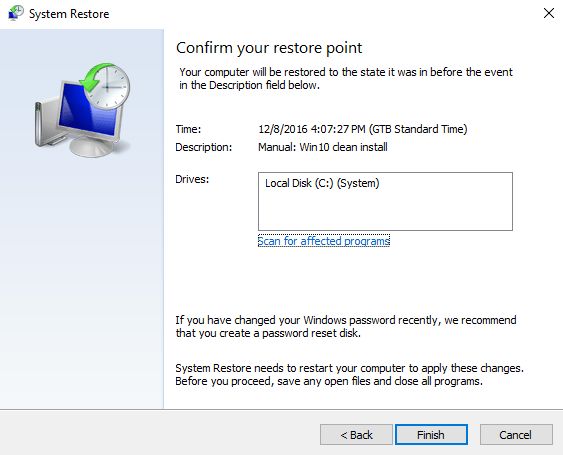 Windows, System Restore