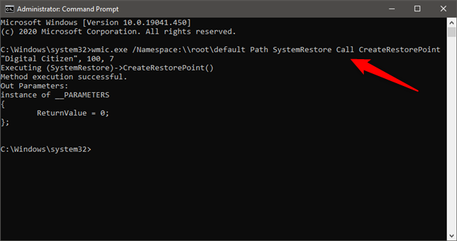 Create a restore point from CMD (Command Prompt)