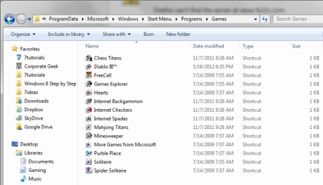 Games Folder in Windows 7