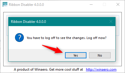 The ribbon is disabled after log off