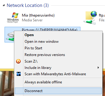 Remove Network Locations Mapped as Drives in Windows 8