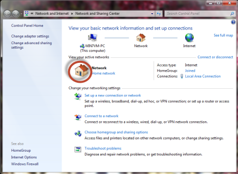 How to change the network's name, as well as its icon, in Windows 7