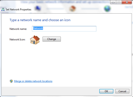How to change the network's name, as well as its icon, in Windows 7