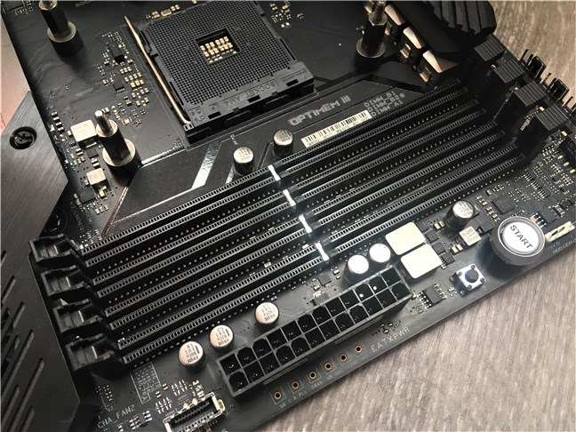 The ASUS ROG Crosshair VIII Hero (Wi-Fi) has four DIMM slots