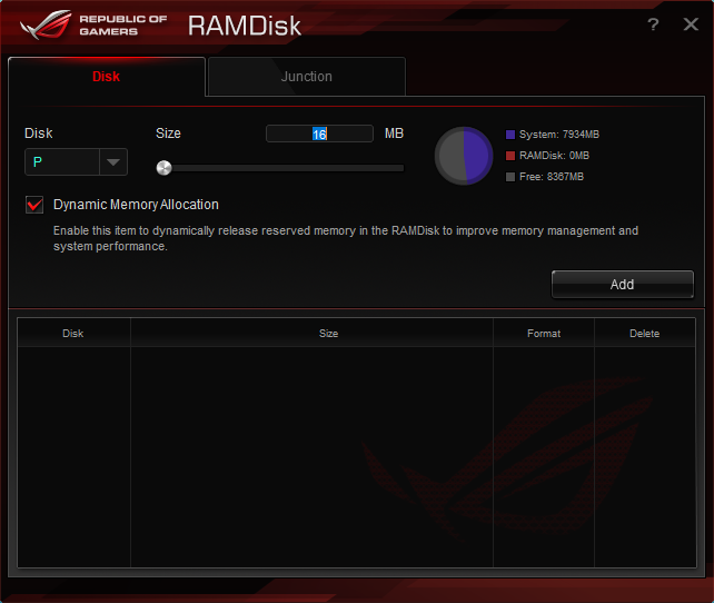 ROG RAMDisk: Creates virtual drives using RAM