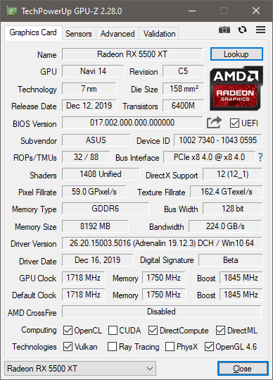 Specifications shown by GPU-Z