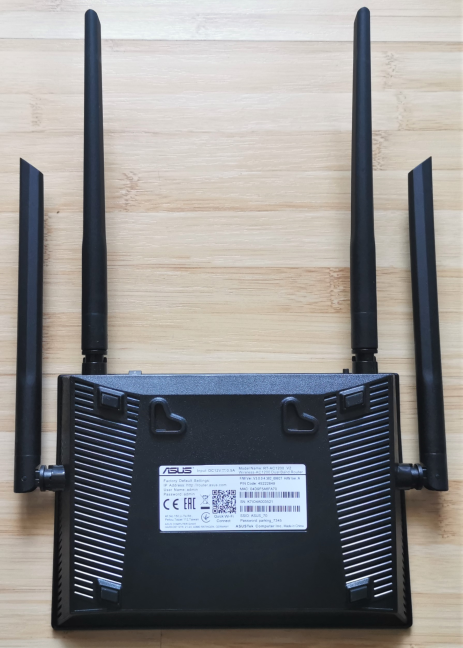The bottom of the ASUS RT-AC1200 V2 router