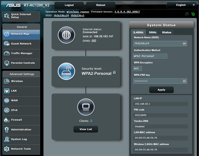 The firmware on the ASUS RT-AC1200 V2