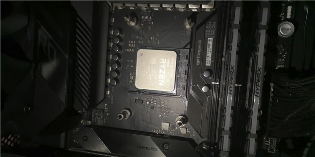 The AMD Ryzen 3 3300X mounted on an X570 motherboard
