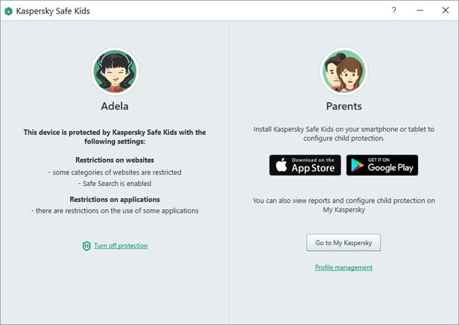 Kaspersky Safe Kids, Windows, parental controls