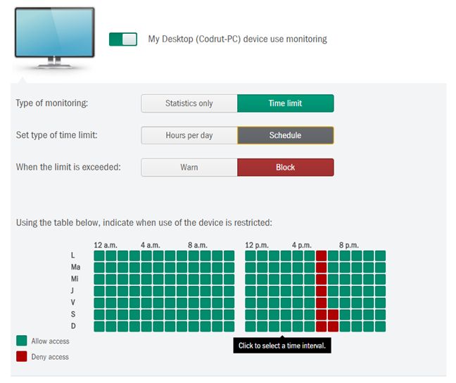 Kaspersky Safe Kids, Windows, parental controls