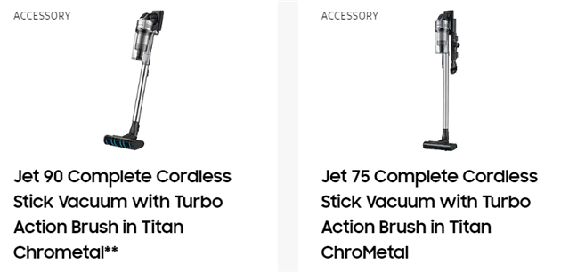 Samsung JET cordless stick vacuum cleaners