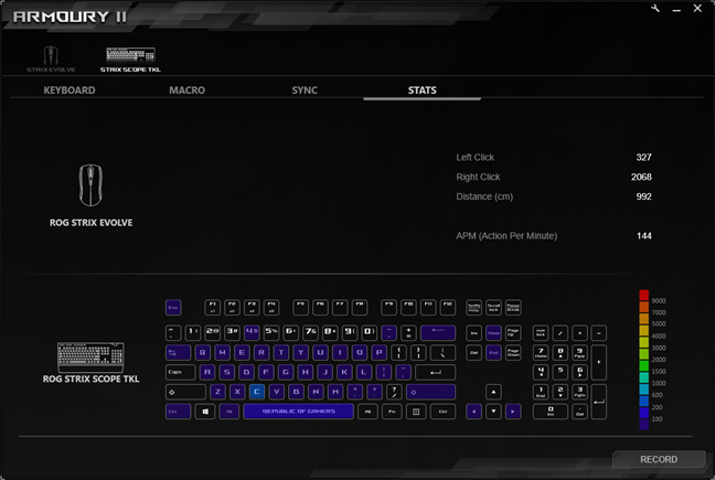 Recording statistics with Armoury II