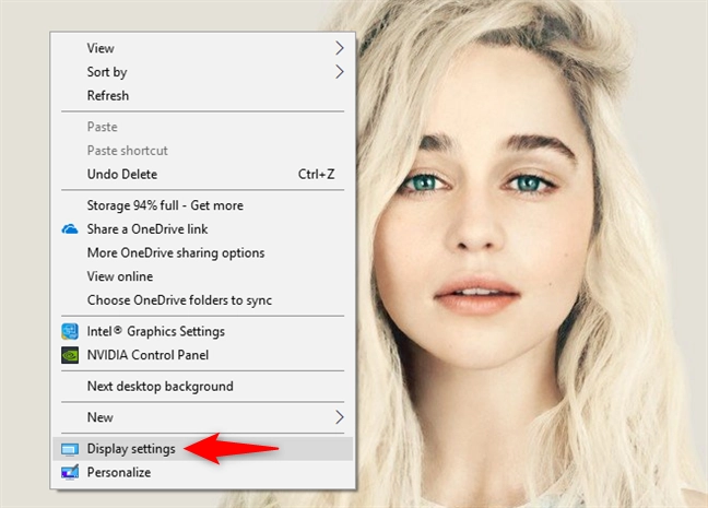 The right-click menu on the desktop of Windows 10
