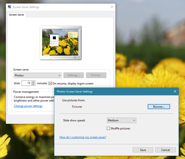 how to set a custom screensaver on windows 10