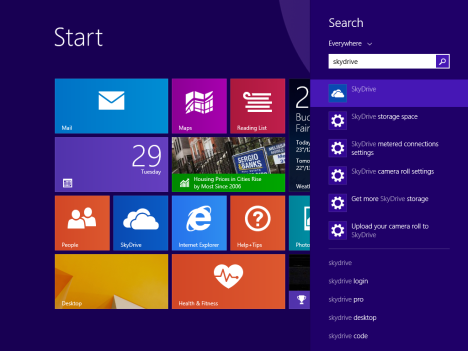 how can we use search in windows 8