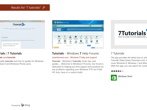 Search, charm, Windows 8.1, Bing