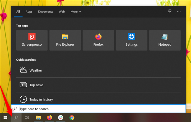 Using the icon lets you access Search without wasting taskbar space