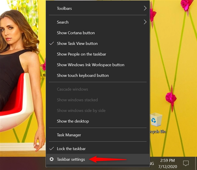 Access Taskbar settings