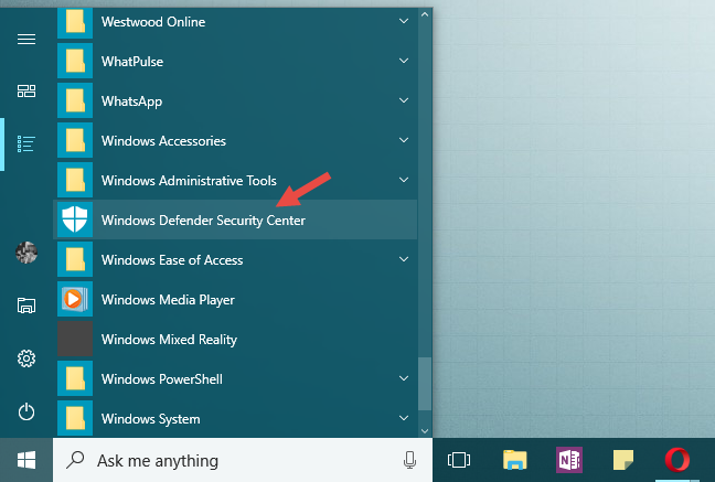 Windows Defender Security Center