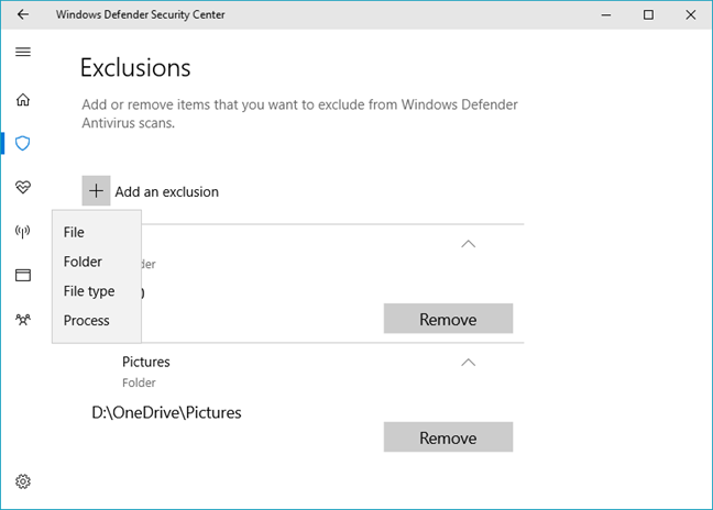 Windows Defender Security Center